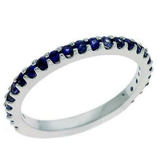 1.46CT AAA SAPPHIRE 14KT WHITE GOLD CLASSIC 3/4TH ETERNITY SHARED PRONG FUN RING