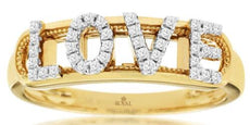 ESTATE .14CT DIAMOND 14KT YELLOW GOLD 3D CLASSIC ROUND FILIGREE LOVE RING