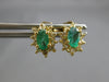 ESTATE 1.01CT DIAMOND & AAA EMERALD 14KT YELLOW GOLD FLOWER STUD EARRINGS #27586