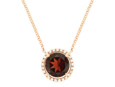 2.54CT DIAMOND & AAA GARNET 14KT ROSE GOLD 3D ROUND HALO SOLITAIRE LOVE NECKLACE