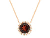 2.54CT DIAMOND & AAA GARNET 14KT ROSE GOLD 3D ROUND HALO SOLITAIRE LOVE NECKLACE