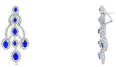 12.91CT DIAMOND & AAA SAPPHIRE 18KT WHITE GOLD 3D OVAL & ROUND HANGING EARRINGS