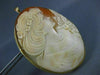 ANTIQUE EXTRA LARGE 14KT YELLOW GOLD HANDCRAFTED FILIGREE LADY CAMEO PIN PENDANT
