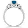 1.15CT DIAMOND & AAA SAPPHIRE 14K WHITE GOLD EMERALD CUT & ROUND ENGAGEMENT RING