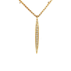 .19CT DIAMOND 18KT YELLOW GOLD 3D CLASSIC GRADUATING BAR LEAF FLOATING PENDANT