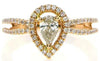 .58CT PINK & CANARY DIAMOND 18KT ROSE GOLD 3D ROUND & PEAR SHAPE ENGAGEMENT RING