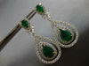 CERTIFIED EXTRA LARGE 11.07CT DIAMOND & AAA COLUMBIAN EMERALD 14KT GOLD EARRINGS