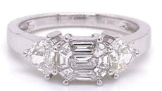 .98CT DIAMOND 18KT WHITE GOLD MULTI SHAPE ILLUSION ASSCHER LOOK ENGAGEMENT RING