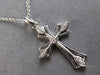 ESTATE .03CT DIAMOND 14KT WHITE GOLD 3D CLASSIC FILIGREE CROSS FLOATING PENDANT