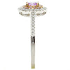 .34CT WHITE & PINK DIAMOND 18KT WHITE ROSE GOLD OVAL DOUBLE HALO FRIENDSHIP RING