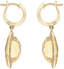 LARGE 13.27CT DIAMOND & AAA CITRINE 14K YELLOW GOLD DOUBLE HALO HANGING EARRINGS