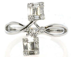 .31CT DIAMOND 18KT WHITE GOLD ROUND & BAGUETTE DOUBLE SQUARE INFINITY LOVE RING