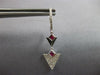 ESTATE .54CT DIAMOND & AAA RUBY 14KT WHITE GOLD TRIANGULAR FUN HANGING EARRINGS