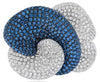 LARGE 3.30CT WHITE & BLUE DIAMOND 14KT WHITE GOLD 3D LOVE KNOT FLOWER FUN RING