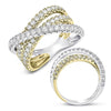 1.36CT DIAMOND 14KT 2 TONE GOLD 3D CLASSIC 3 ROW CRISS CROSS INFINITY LOVE RING