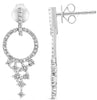 ESTATE .53CT DIAMOND 14K WHITE GOLD 3D ROUND CLUSTER FLORAL FUN HANGING EARRINGS