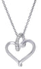 ESTATE .05CT DIAMOND 18KT WHITE GOLD 3D CLASSIC LOVE KNOT HEART FLOATING PENDANT