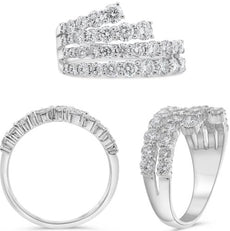 1.90CT DIAMOND 14KT WHITE GOLD 3D CLASSIC MULTI ROW GRADUATING JOURNEY FUN RING