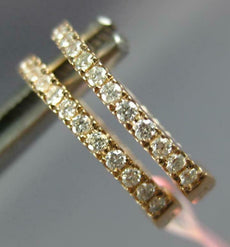 ESTATE .42CT DIAMOND 14K ROSE GOLD 3D ROUND CLASSIC OVAL HUGGIE HANGING EARRINGS