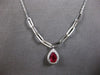 LONG .60CT DIAMOND & AAA RUBY 14KT WHITE GOLD PEAR SHAPE & ROUND LARIAT NECKLACE