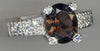 ESTATE 1.68CT DIAMOND & AAA SMOKY TOPAZ 14K WHITE GOLD 3D ROUND ENGAGEMENT RING
