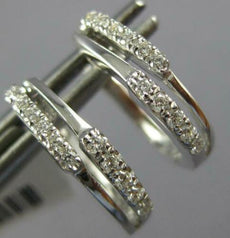 ESTATE .15CT DIAMOND 18KT WHITE GOLD 3D 2 ROW CLASSIC LEVERBACK HANGING EARRINGS
