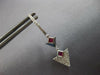 ESTATE .54CT DIAMOND & AAA RUBY 14KT WHITE GOLD TRIANGULAR FUN HANGING EARRINGS