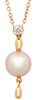 .11CT DIAMOND & AAA PINK SOUTH SEA PEARL 18KT ROSE GOLD 3D LARIAT LOVE NECKLACE