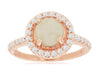 ESTATE 1.60CT DIAMOND & AAA OPAL 14KT ROSE GOLD 3D CLASSIC HALO FUN RING