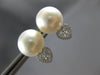 ESTATE .44CT DIAMOND & AAA TAHITIAN PEARL 18K WHITE GOLD 3D FUN HANGING EARRINGS
