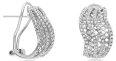 .47CT DIAMOND 14K WHITE GOLD MULTI ROW DOUBLE SWIRL WEB CLIP ON HANGING EARRINGS