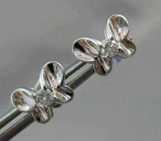 ANTIQUE .16CT DIAMOND BUTTERFLY 3D 18KT WHITE GOLD EARRINGS ELEGANT!! #9672