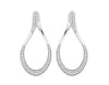 ESTATE .54CT DIAMOND 14KT WHITE GOLD 3D TEAR DROP SIDEWAY HOOP HANGING EARRINGS
