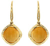 13.74CT DIAMOND & AAA CITRINE 14K YELLOW GOLD 3D CUSHION SQUARE HANGING EARRINGS