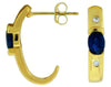 .69CT DIAMOND & AAA SAPPHIRE 14K YELLOW GOLD OVAL & ROUND BEZEL HANGING EARRINGS