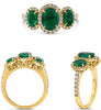 2.57CT DIAMOND & AAA EMERALD 18KT YELLOW GOLD 3D OVAL & ROUND ENGAGEMENT RING