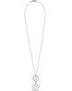 ESTATE LARGE .74CT DIAMOND 18KT WHITE GOLD DOUBLE FLOWER FILIGREE LOVE NECKLACE