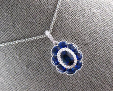 1.65CT DIAMOND & AAA SAPPHIRE 18KT WHITE GOLD FLOWER FILIGREE FLOATING PENDANT
