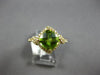 ESTATE 2.21CT DIAMOND & AAA PERIDOT 14KT YELLOW GOLD SQUARE GEOMETRICAL FUN RING