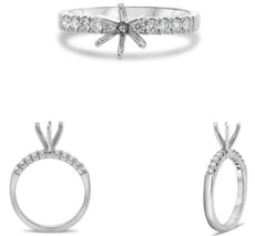 .27CT DIAMOND 14KT WHITE GOLD 3D ROUND SEMI ETERNITY SEMI MOUNT ENGAGEMENT RING