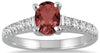 1.23CT DIAMOND & AAA GARNET 14KT WHITE GOLD OVAL & ROUND LUCIDA FRIENDSHIP RING