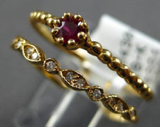 ESTATE .18CT DIAMOND & AAA RUBY 18KT YELLOW GOLD 3D CLASSIC DOUBLE BAND FUN RING