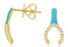 .10CT DIAMOND & GREEN ENAMEL 14KT YELLOW GOLD LUCKY HORSESHOE HANGING EARRINGS