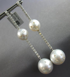 EXTRA LARGE 2.3CT DIAMOND & AAA SOUTH SEA PEARL 14KT WHITE GOLD ETOILE EARRINGS