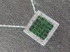 .79CT DIAMOND & AAA TSAVORITE 14KT WHITE GOLD SQUARE HALO PAVE FLOATING PENDANT