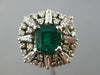 ANTIQUE LARGE 4.43CT DIAMOND & EMERALD 14KT WHTIE GOLD 3D SQUARE ENGAGEMENT RING