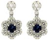 LARGE 2.10CT DIAMOND & AAA SAPPHIRE 14KT WHITE GOLD FLOWER FUN HANGING EARRINGS