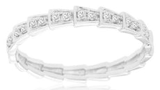 ESTATE .14CT DIAMOND 14KT WHITE GOLD TRIANGULAR SQUARE WEDDING ANNIVERSARY RING