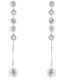 LONG .54CT DIAMOND 14KT WHITE GOLD 6 STONE BY THE YARD JOURNEY HANGING EARRINGS