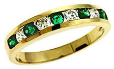 .67CT DIAMOND & AAA EMERALD 14KT YELLOW GOLD 3D ROUND CLASSIC CHANNEL FUN RING